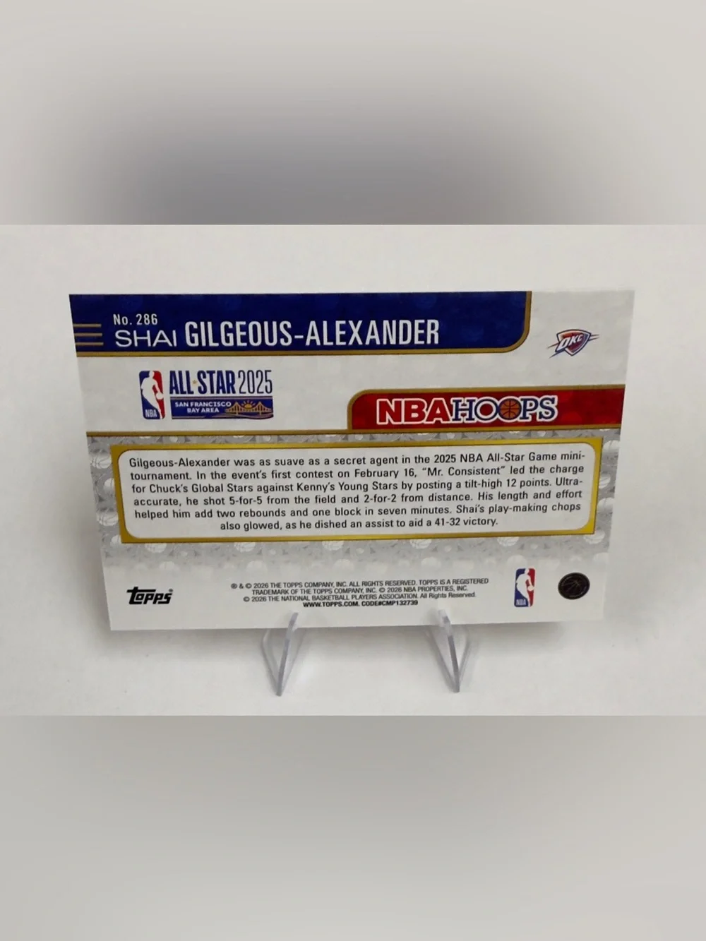 2026 Topps NBA Hoops All-Star 2025 # 286 Shai Gilgeous - Alexander - Picture 2 of 2